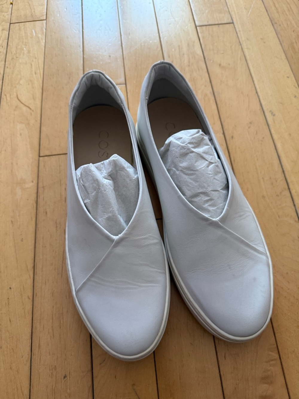 COS White Minimalist Leather Slip-On Loafers
